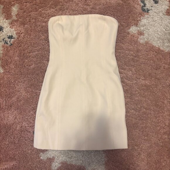 Meshki Maci Crepe Mini Dress Light Beige Fully Lined Womens Size Small - Picture 5 of 9